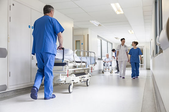 Busy hospital hallway.
