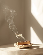 Incense with rising smoke