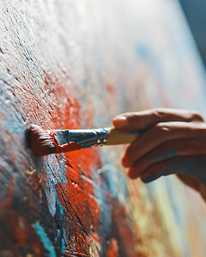 Paint brush on canvas