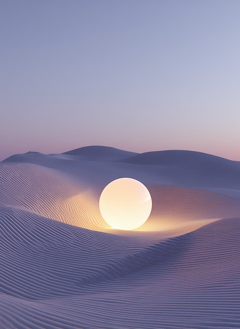 Esfera brillante en el desierto