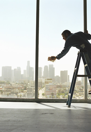 Man Cleaning Windows