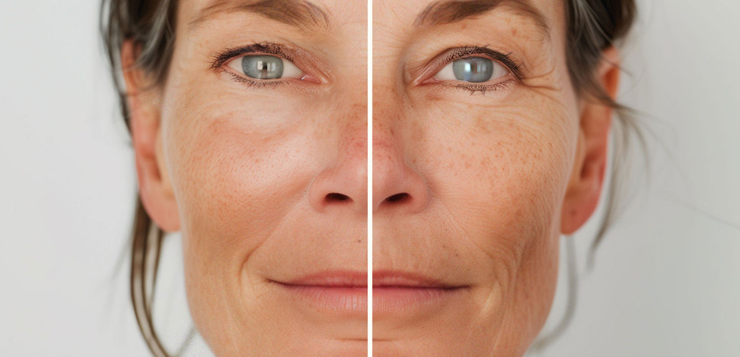 Before and after injectables showing reduced facial wrinkles.
