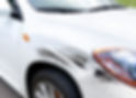 close up shot of generic car, with hit and run damage to its front wing