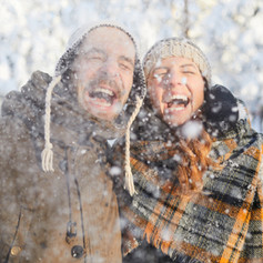 Closeup of people in winter