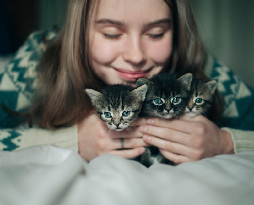 Girl with Kittens