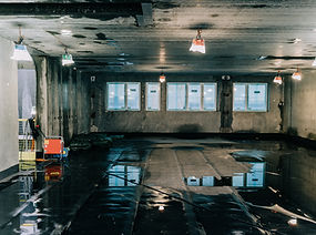 Water damage to a basement in a residential house.