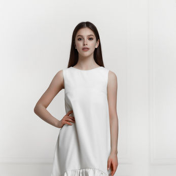 GLAM MINIMAL DRESS WITH ASYMMETRICAL EDGES ON ITS LENGTH