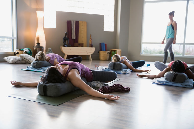 a Pilates class at the gym