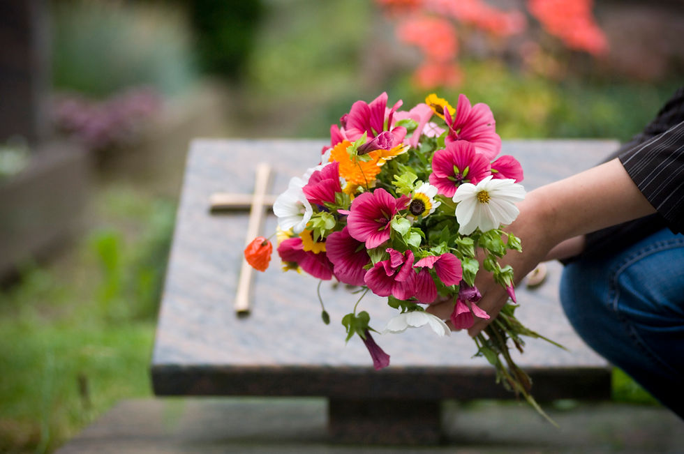 Flowers on a gravestone
