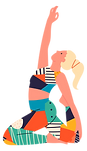 Farbenfrohe Yoga-Pose