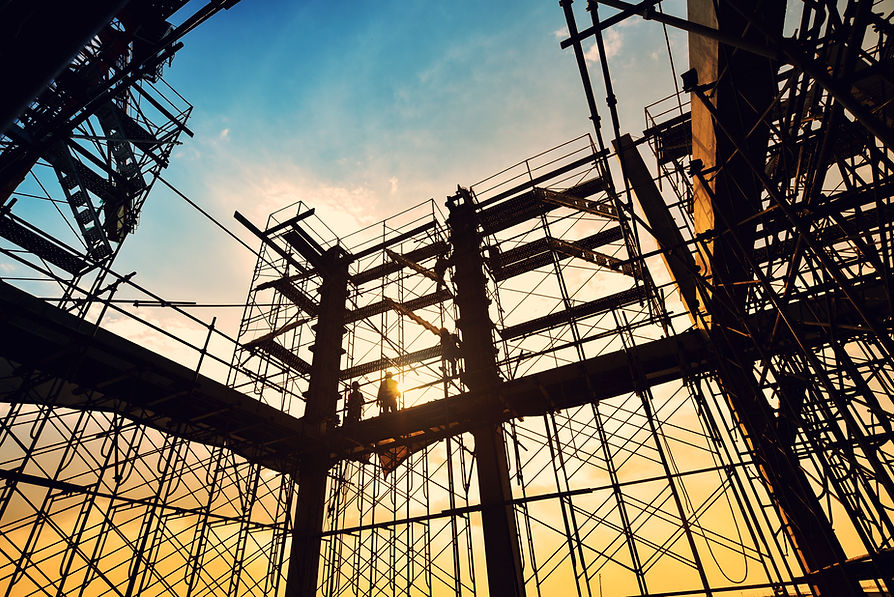 Construction site on sunset background
