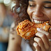 Woman Eating Fried Chicken