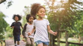 kids running and playing outside