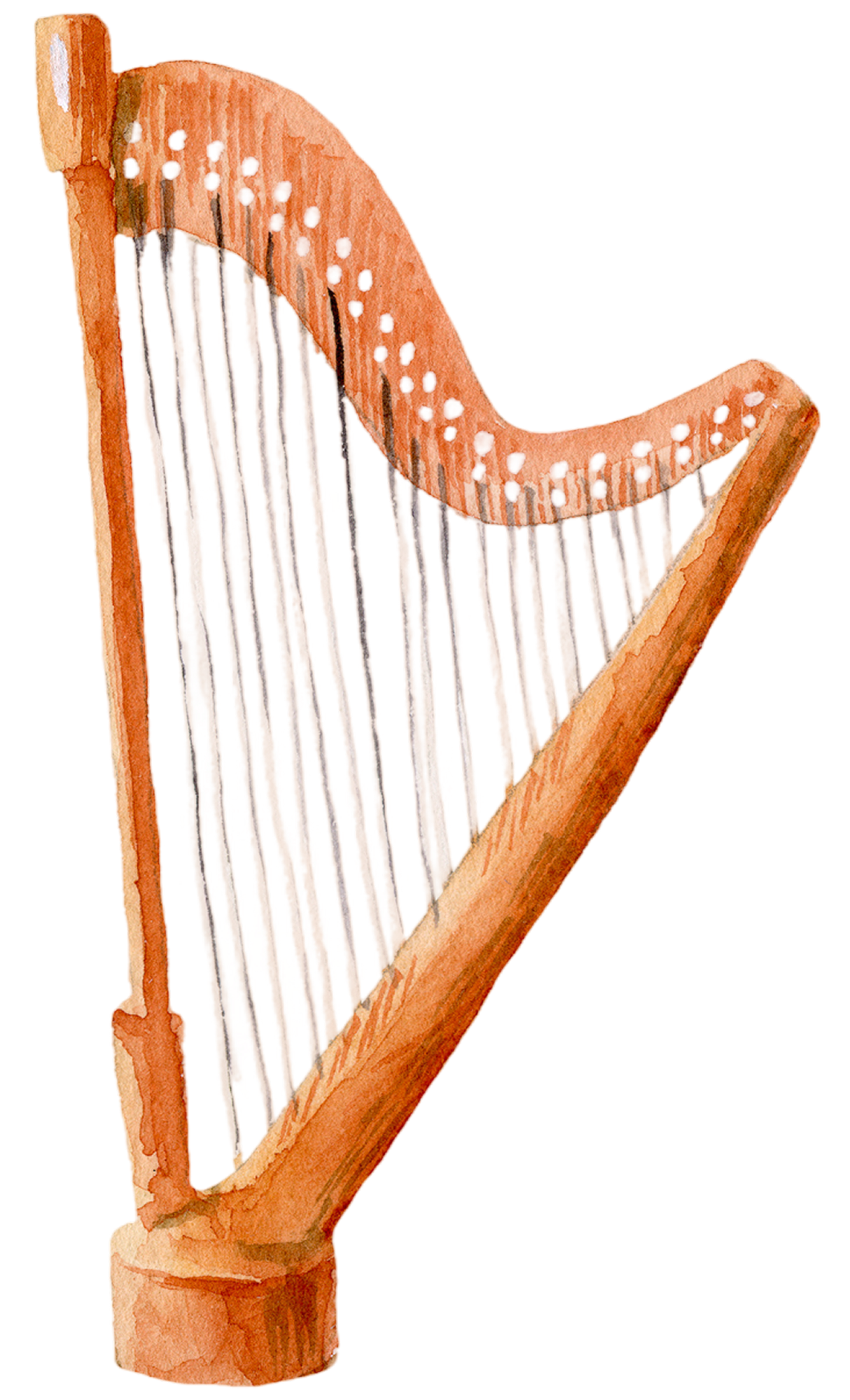 Watercolor Harp Illustration