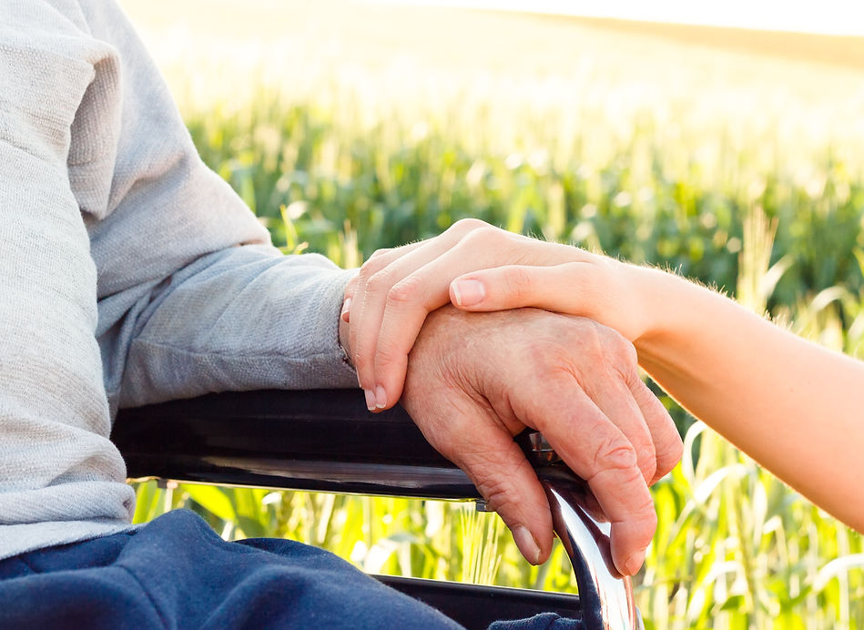 Supporting hand for grandfather with Alzheimer's disease
