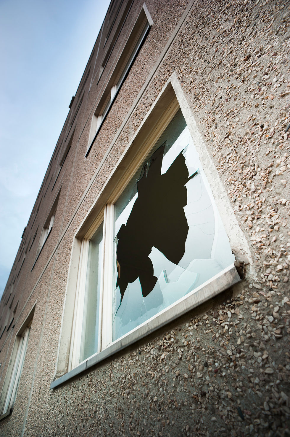 Broken window at home