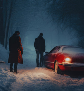 Pair on a Snowy Road