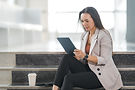A woman using tablet