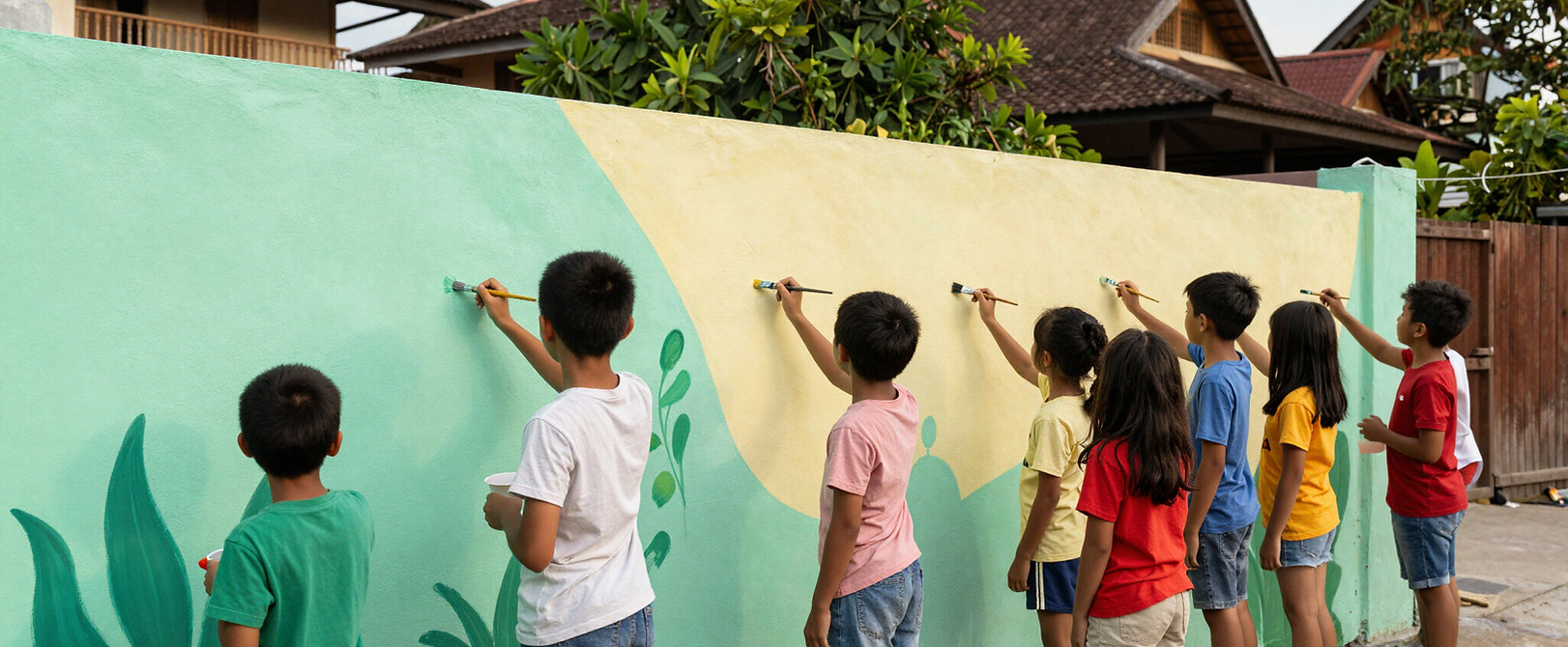 Children Painting Wall