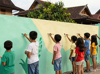 Children Painting Wall