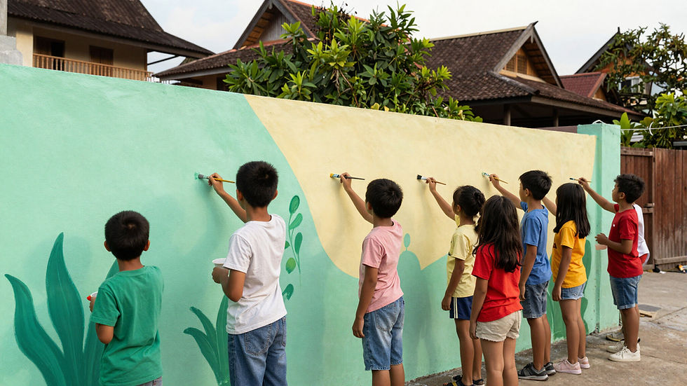 Children Painting Wall