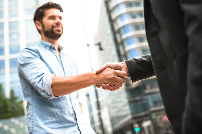 businessman meeting on canary wharf