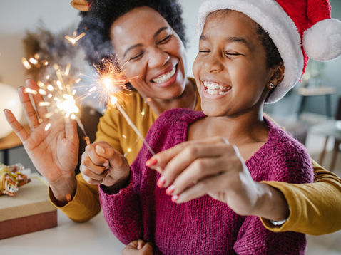 Mom and child at Christmas