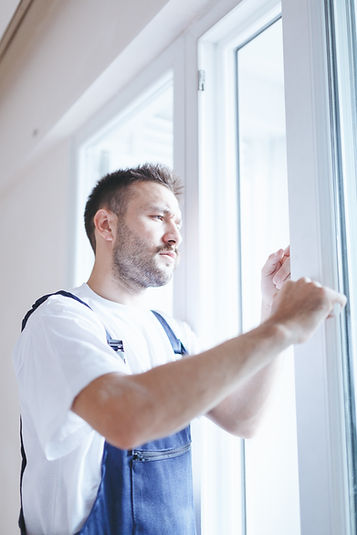 Window repair work in progress
