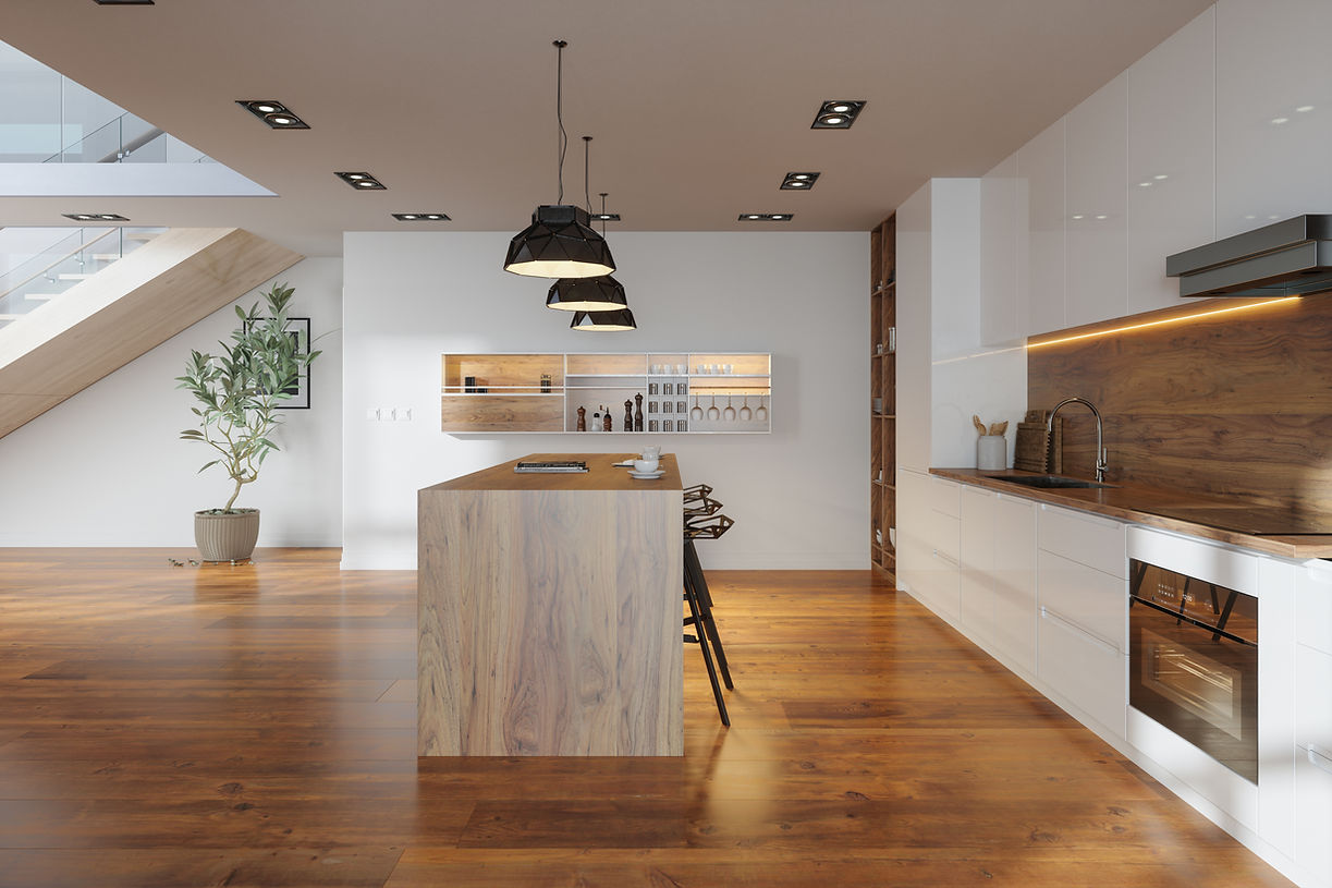 Modern Kitchen Interior With White Cabinets