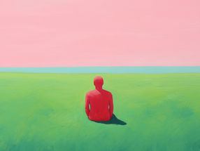 red figure sitting alone