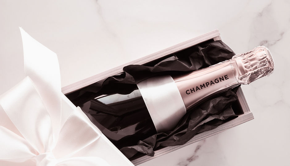 Bouteille de champagne dans un coffret