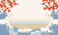 Vagues et fleurs japonaises
