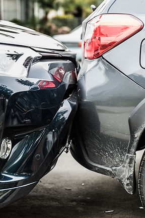 Damaged bumpers from car accident