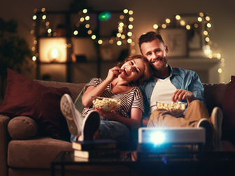 Couple relaxing and connecting at home