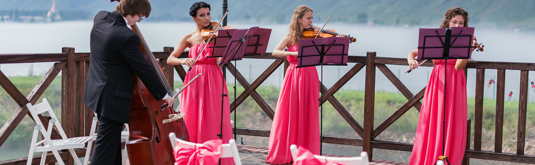 String Ensemble playing music for an outdoor wedding
