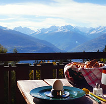Mountain view with food