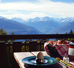 Mountain view with food