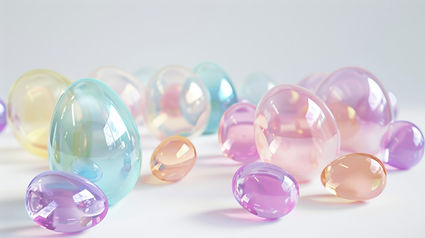 Œufs en verre colorés