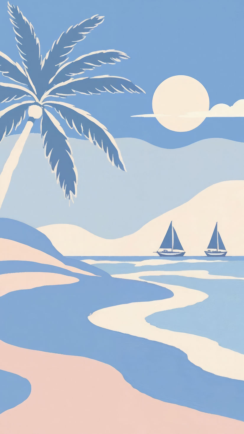 Ilustración de playa tropical