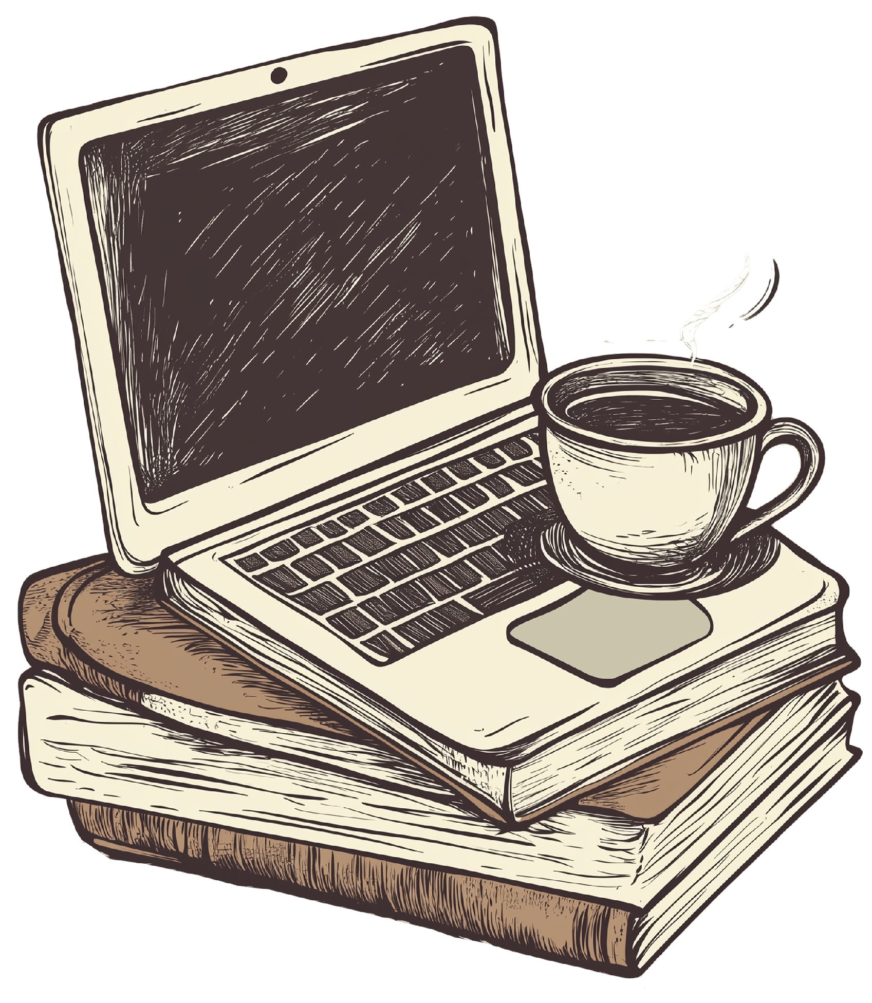 Laptop and Coffee Sketch