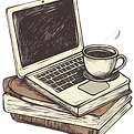 Laptop und Kaffee Skizze