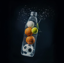 Sports balls in bottle