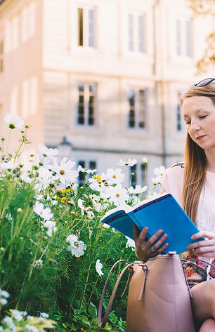 Reading a book outside