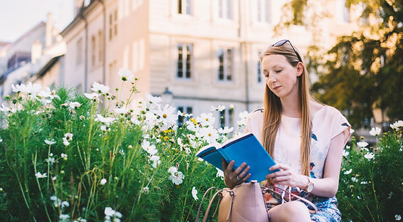 Reading a book outside