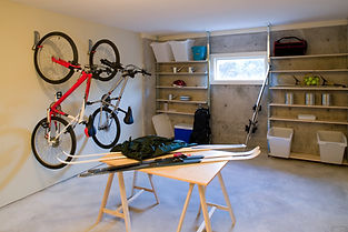 Wide angle view of a garage