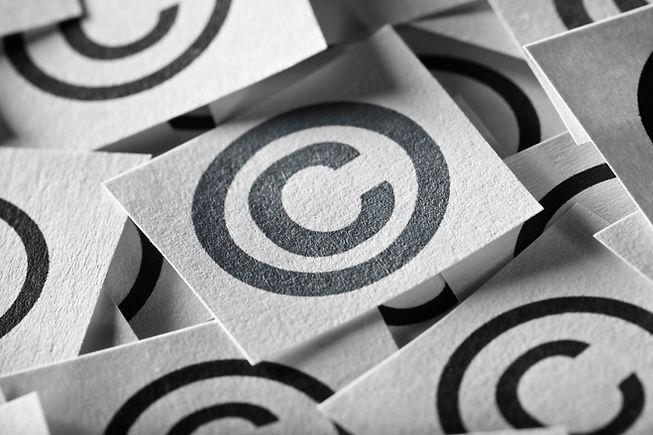 Copyright logos printed on paper