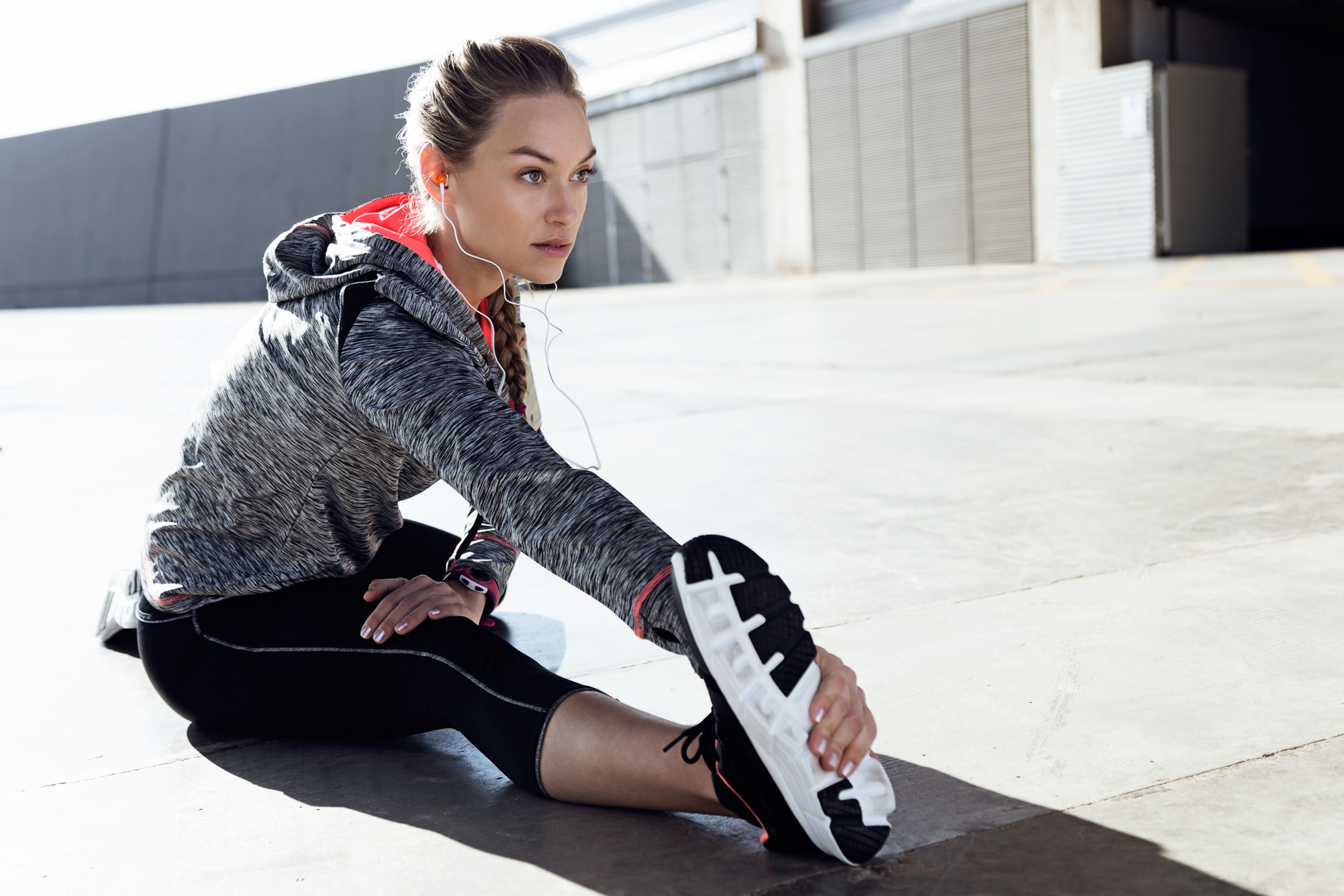 woman doing hamstring stretch