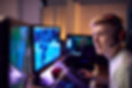 Boy playing a video game