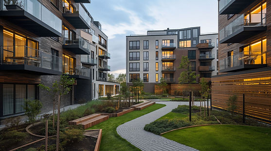Apartment Courtyard at Twilight