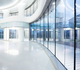 An inside view of a sparkling clean establishment.